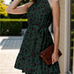 Frill Grecian Neck Tie Waist Mini Dress