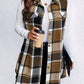 Honey Plus Size Pocketed Plaid Button Up Vest Coat