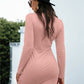 Tied Round Neck Long Sleeve Mini Dress