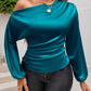 Drawstring One Shoulder Long Sleeve Blouse