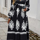 Devine Printed Surplice Lantern Sleeve Midi Dress