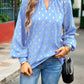 Mock Neck Cutout Lantern Sleeve Blouse