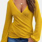Waffle Knit Surplice Long Sleeve T-Shirt