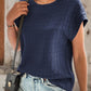 Textured Round Neck Short Sleeve Top