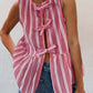 Tied Striped Round Neck Tank