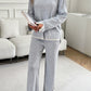 Contrast Trim Round Neck Top and Pants Set