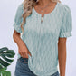 Texture Notched Short Sleeve Blouse