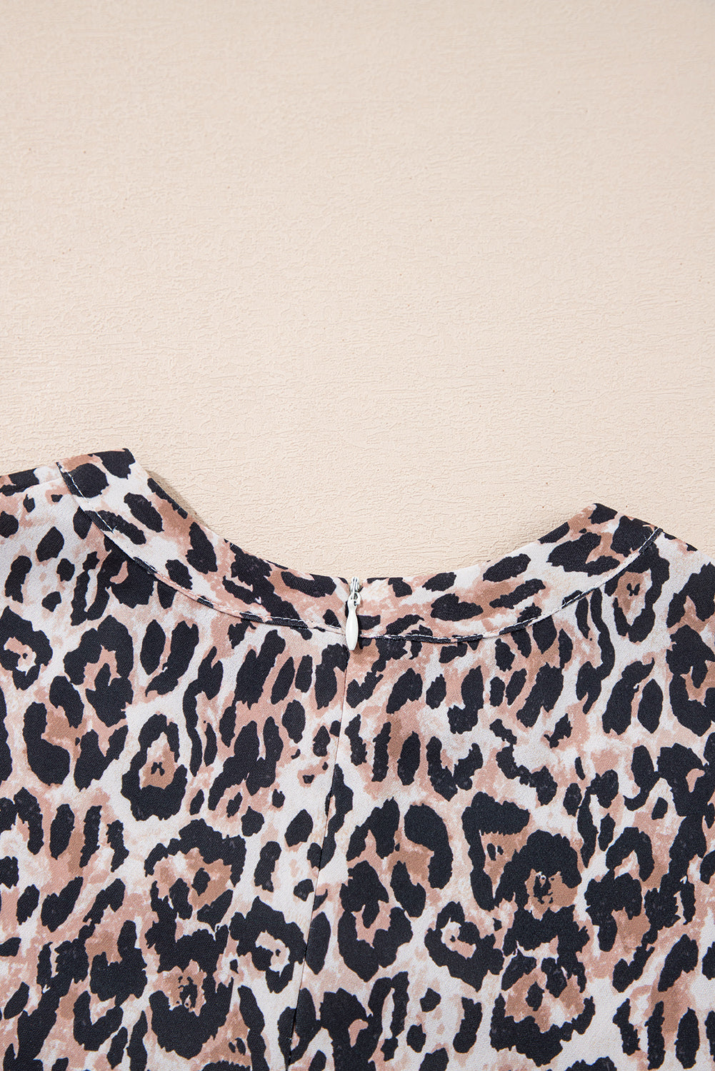 Leopard Round Neck Short Sleeve Mini Dress