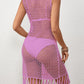Tassel Hem Hollow Out Sleeveless Cover Up