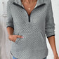 Perfee Texture Half Zip Long Sleeve Sweatshirt
