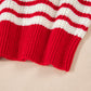 Striped Johnny Collar Long Sleeve Sweater