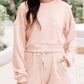 Ribbed Round Neck Long Sleeve Top and Shorts Set