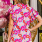 BiBi Floral Notched Ruffled Short Sleeve Blouse - Brand BiBi