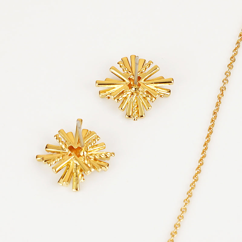 Halo Crown Jewelry Starburst Gold-Plated Earrings and Necklace Set *