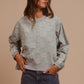 BiBi Mineral Washed Checkered Round Neck Denim Top - Brand BiBi