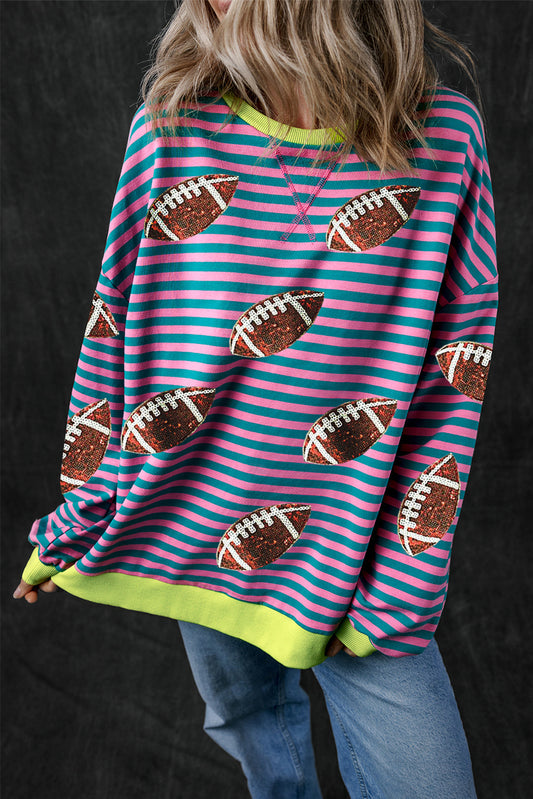 Striped Football Long Sleeve Sweatshirt