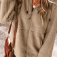 Drawstring Fleece Zip Up Hooded Jacket