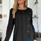 Slit Round Neck Long Sleeve T-Shirt