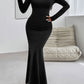 Devine Backless Round Neck Long Sleeve Maxi Dress