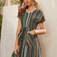 Pocketed Striped Short Sleeve Dress