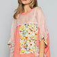 POL Hollow Out Floral Half Sleeve Knit Top