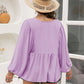 Plus Size Swiss Dot Tie Neck Long Sleeve Blouse