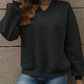 V-Neck Long Sleeve Dropped Shoulder Sweatshirt