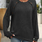 Full Size Decor Button Long Sleeve Ribbed T-Shirt