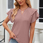 Full Size Eyelet Notched Flutter Sleeve T-Shirt