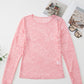 Lace Flower Round Neck Long Sleeve Top