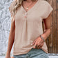 Full Size Decorative Button V-Neck Short Sleeve Blouse