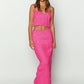 Square Neck Sleeveless Top and Ruched Skirt Set