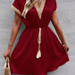 Devine Contrast Trim V-Neck Short Sleeve Mini Dress