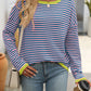 Mandy Striped Round Neck Long Sleeve Sweater