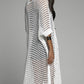 Openwork Open Front Three-Quarter Sleeve Cover Up