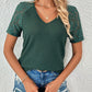 Full Size Lace Detail V-Neck Short Sleeve T-Shirt