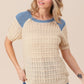 BiBi Textured Contrast Short Sleeve Sweater - Brand BiBi