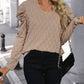 Textured V-Neck Long Sleeve Top