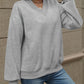 V-Neck Long Sleeve Dropped Shoulder Sweatshirt