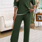 Devine Contrast Trim Half Sleeve Top and Pants Set