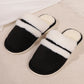 Contrast Faux Fur Round Toe Slippers
