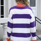 Angel Wings Contrast Striped Round Neck Sweater