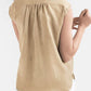 Button Up Collared Neck Cap Sleeve Shirt