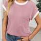 Contrast Trim Round Neck Short Sleeve T-Shirt