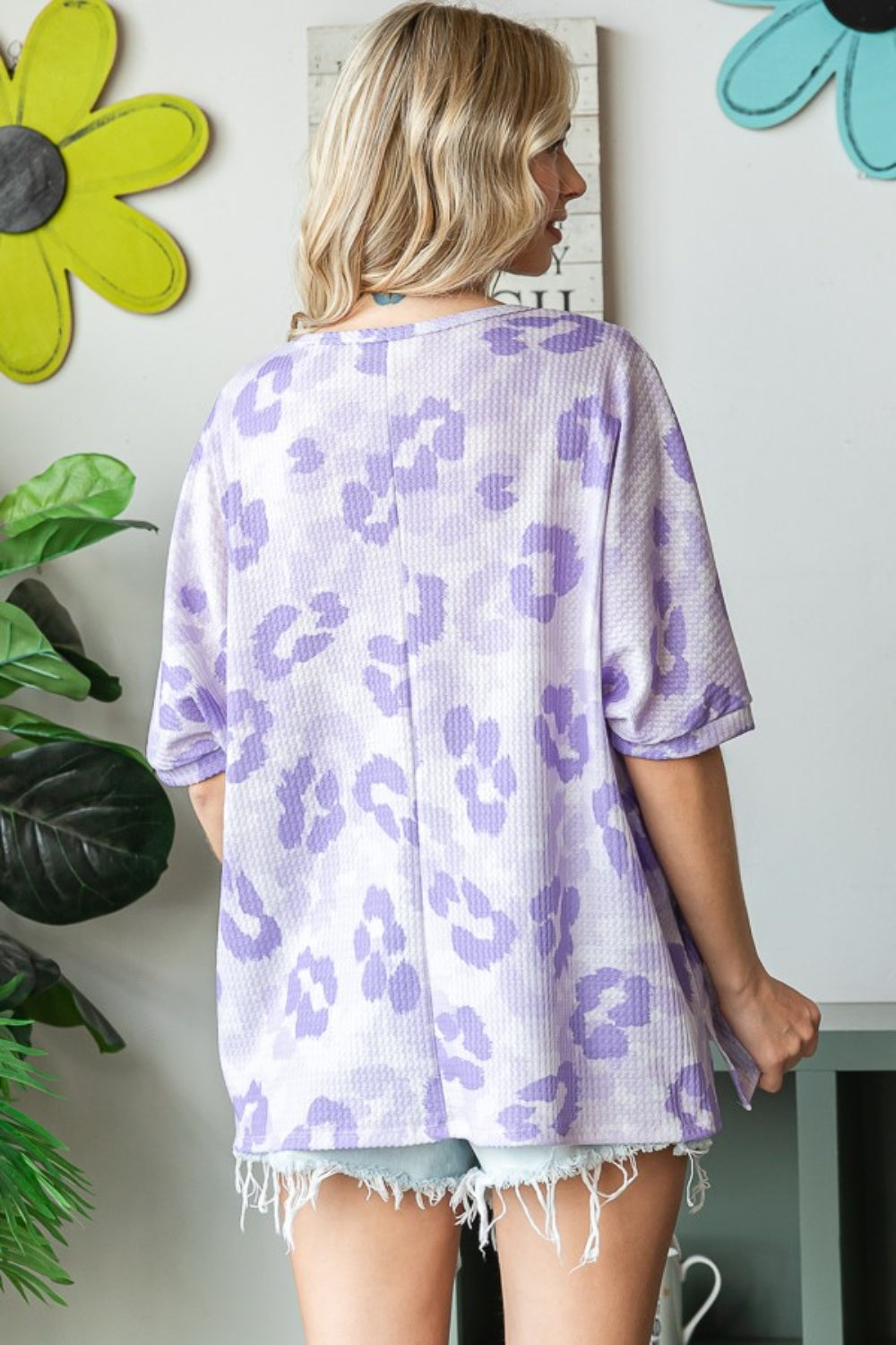 HOPELY Print Waffle Oversized T-Shirt *