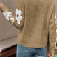 Flower Round Neck Long Sleeve Sweater