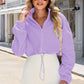 Drawstring Zip Up Dropped Shoulder Outerwear Jacket