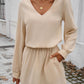 Cutout V-Neck Long Sleeve Mini Dress