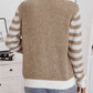 Striped Button Up Long Sleeve Cardigan