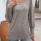 Full Size Decorative Button Round Neck Long Sleeve T-Shirt